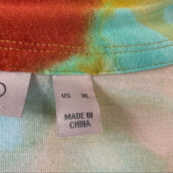 LOGO Lori Goldstein Yellow Tie Dye Draped Long Sleeve Cardigan - Picture 9 of 10